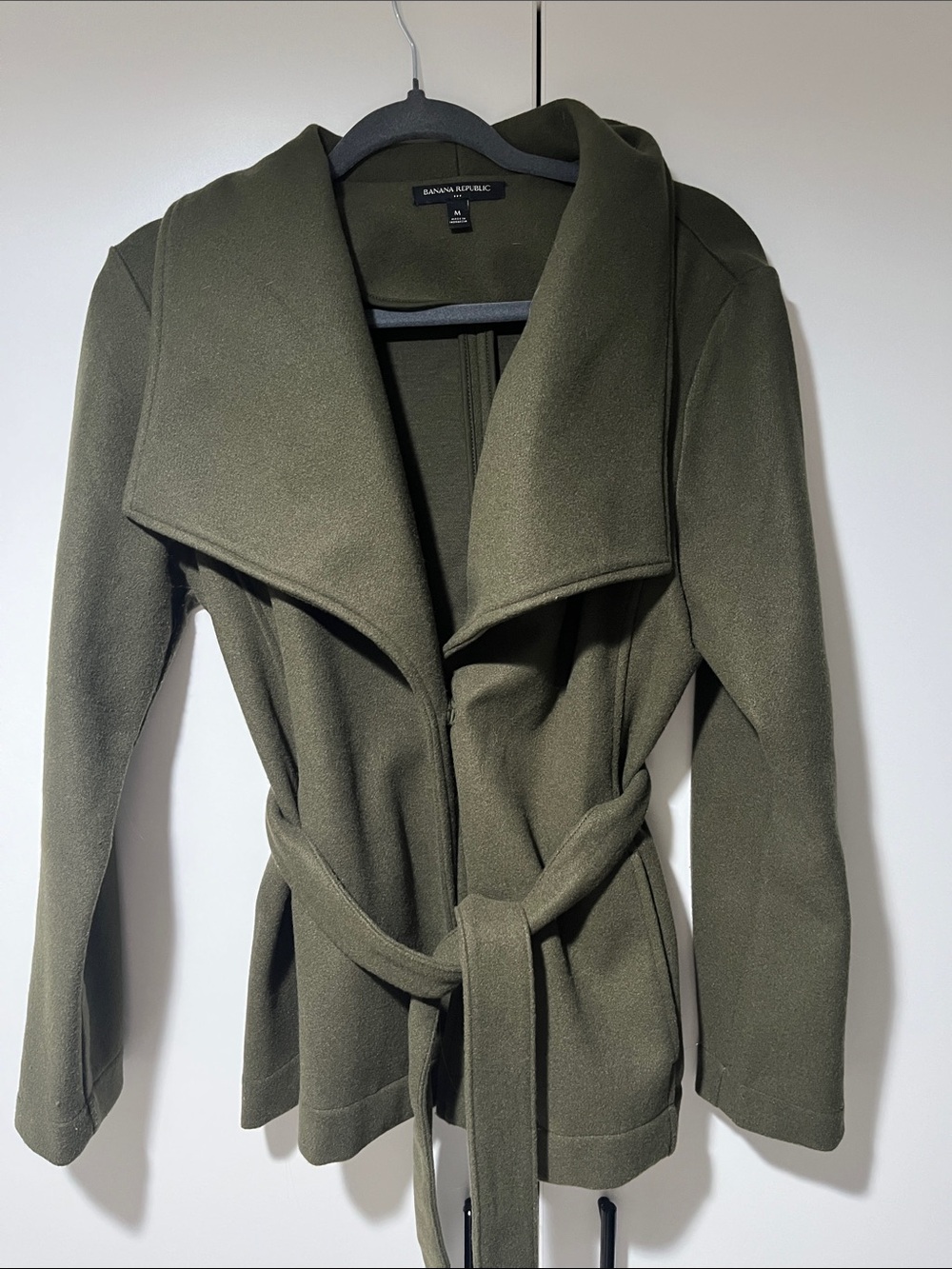 Banana Republic Olive Wrap Trench with Shawl Collar